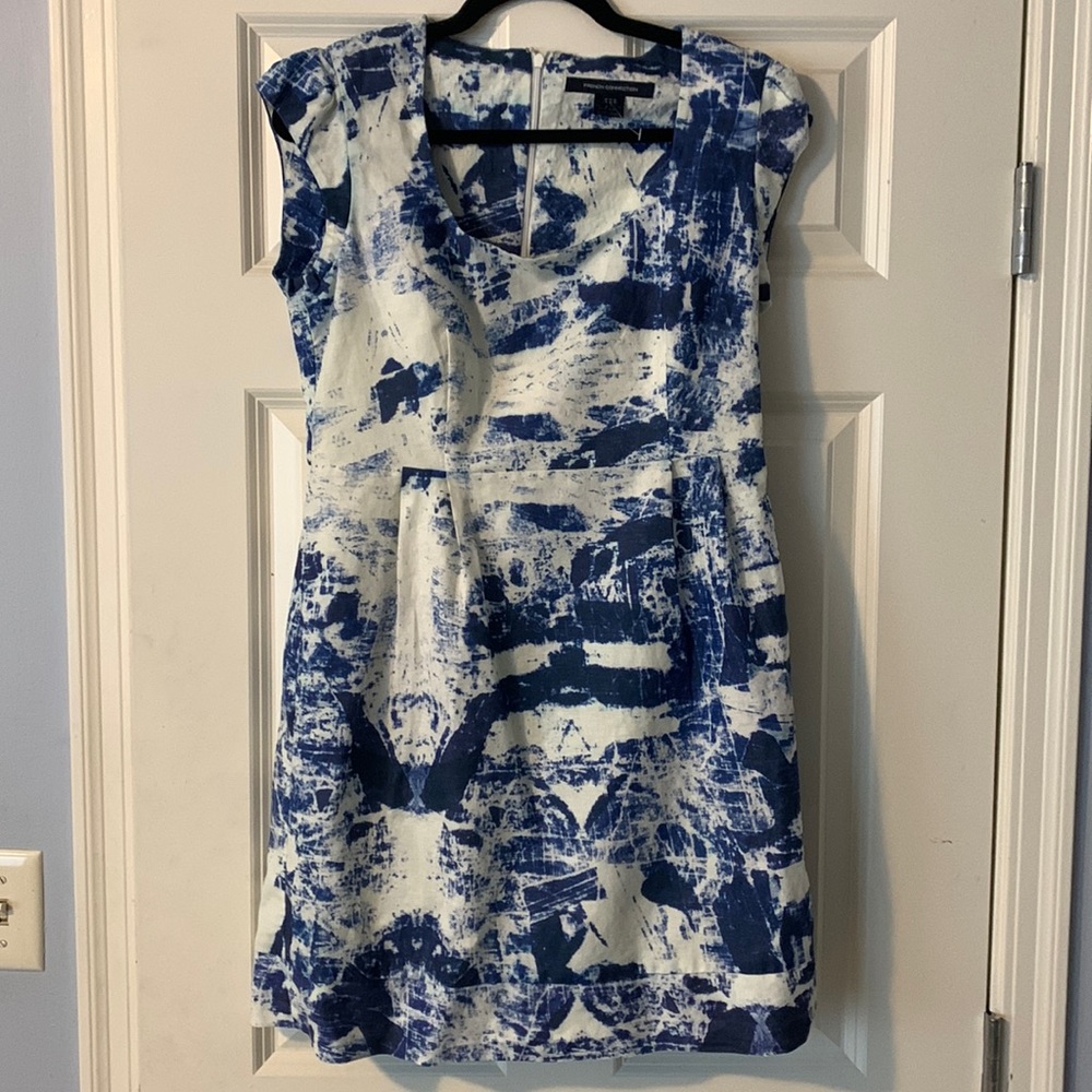 French Connection blue and white artistic dress